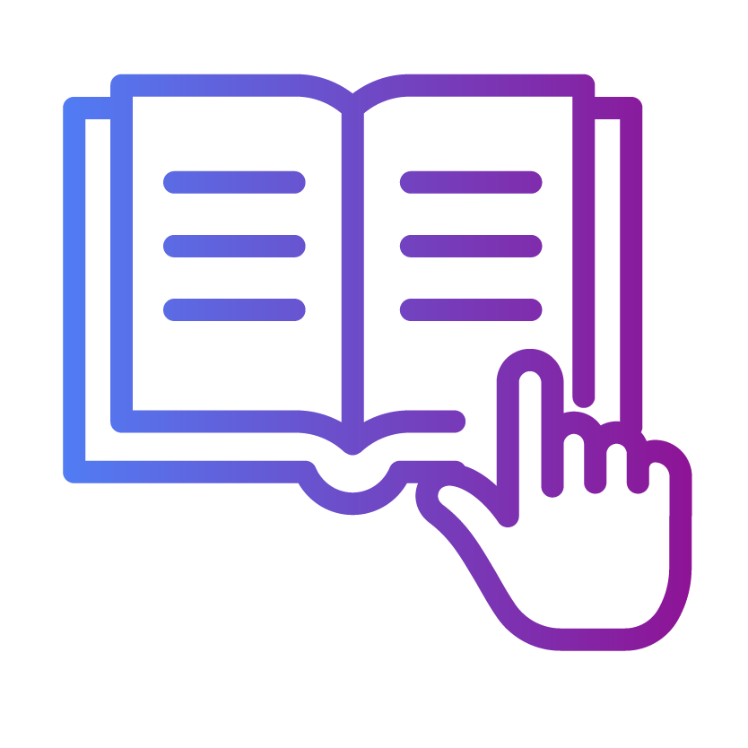 A simple user profile icon featuring a generic person outlined in blue and purple gradient lines on a light gray background, inspired by the supportive spirit of the Patient Advocate Foundation.