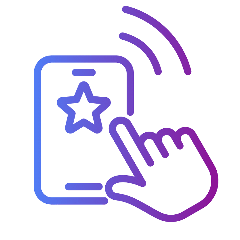 A purple and blue gradient icon in the shape of a scalloped badge with a question mark in the center, set against a light gray background—perfect for apply or totalassist features.