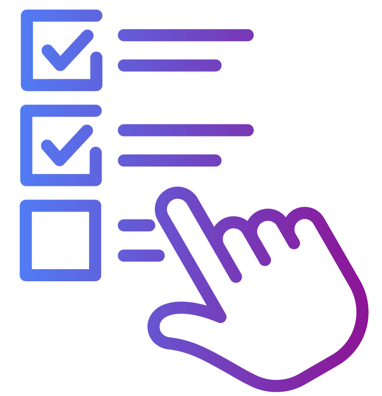 hand cursor selecting checklist icon