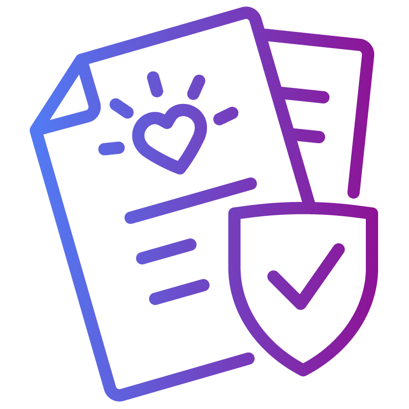 icon of a packet of paper and approval checkmark