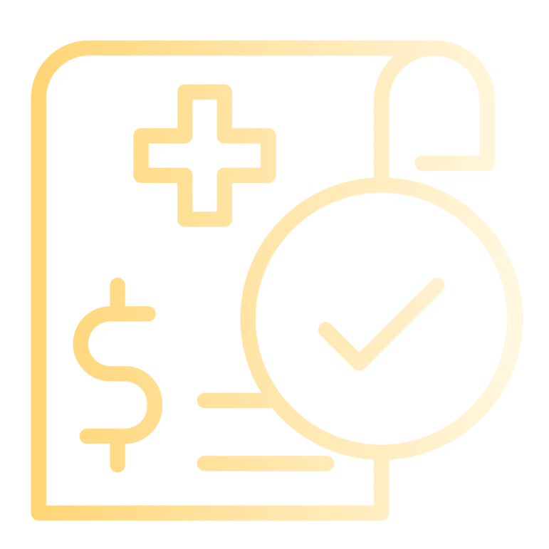 icon of medical invoice with check mark